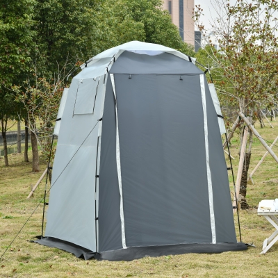 Outsunny Shower Tent Changing Room Privacy Portable Camping Shelters with Windows & Floor Mat, Foldable w/ Carry Bag