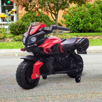 AOSOM Kids Electric Motorcycle Ride-On Toy Battery Powered Rechargeable 6V 3 km/h Max Speed for Girls Boy 18 - 48 months Red