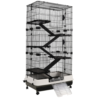 PawHut 6-tier Platform Rolling Small Animal Rabbit Cage for Hamsters, Chinchillas & Gerbils with a Large Living Space