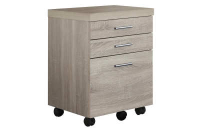 Monarch 3-Drawer Hollow-Core Rolling Filing Cabinet on Castors -Natural Reclaimed-Look