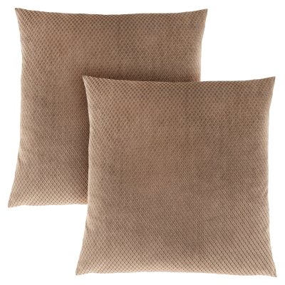 Monarch 18" x 18" Diamond Velvet Throw Pillow (Set of 2) - Beige