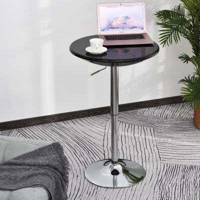 HOMCOM Round Cocktail Bar Table Metal Base Tall Bistro Pub Desk Adjust Counter Height