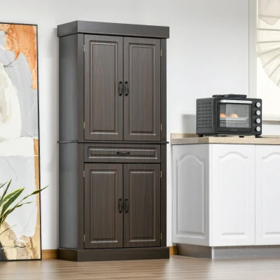 HOMCOM 70.75" Freestanding Kitchen Pantry with Drawer & Cabinets