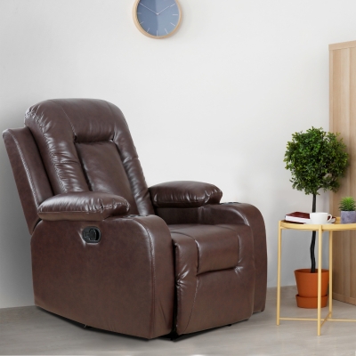 HOMCOM Manual Recliner Chair Lounger Sofa Chair Overstuffed Home Office Brown