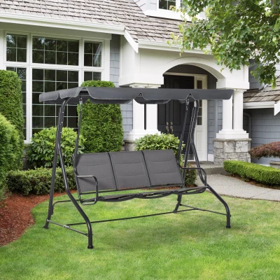 Outsunny 3-Seater Porch Swing Chair, Outdoor with Canopy