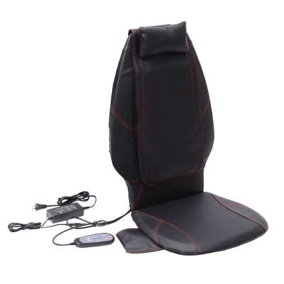 Open Box HomCom Personal Faux Leather Shiatsu Massager Seat Cushion Cover With Remote - Black