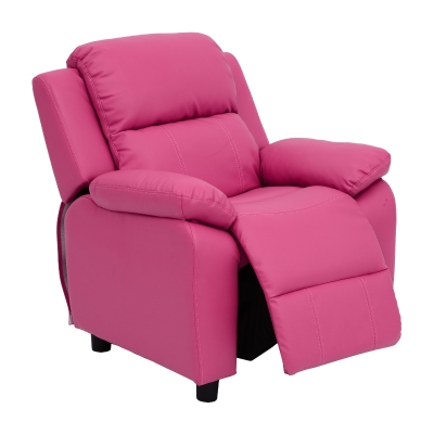 Qaba Children Recliner Kids Sofa Armchair Couch Room Furniture with Storage Arms (Pink)
