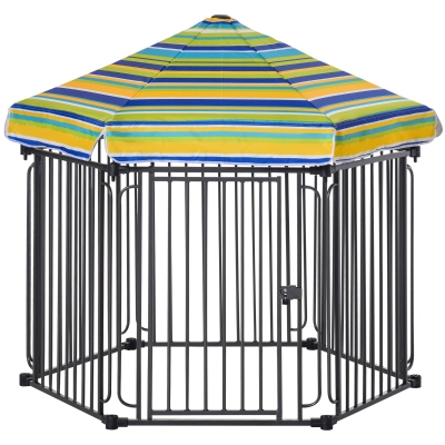 PawHut 48" x 41" Heavy-Duty Outdoor Pet Cage Kennel with Weather-Resistant Polyester Roof, Locking Door, & Metal Frame