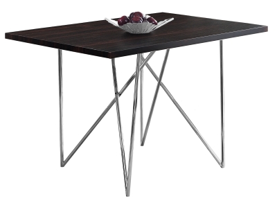 Monarch 48" x 32" Rectangular Wood Top Chrome Metal Hairpin Leg Modern Dining Table - Cappuccino