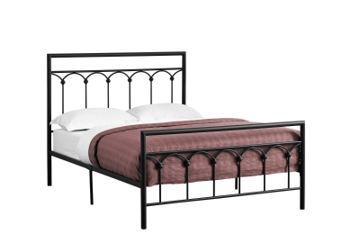 Monarch 56" Contemporary Veritcal Slat Arch Accent Metal Bed Frame - Full Size - Black Finish