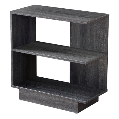 Monarch 24" Contemporary 3-Tier Wood Grain Storage Side Accent Table - Grey Tones Finish