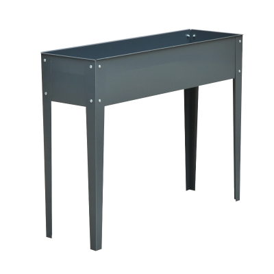 Outsunny 40" x 12" x 32" Metal Raised Garden Bed Planter Box - Dark Grey