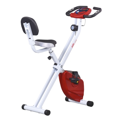 Soozier Indoor Exercise Bike Foldable Upright with LCD Screen for Cardio Aerobic Exercise Red