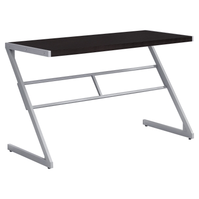 Monarch 48" Contemporary Z-Shaped Laminate Top Computer Writing Desk - Cappuccino / Silver