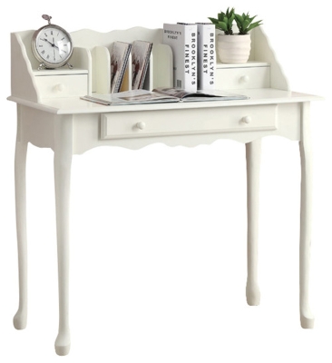 Monarch 36" Traditional French Style Queen Anne-Style Legs 2-Drawer Secretary Desk - Antique White Finish