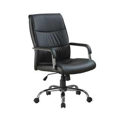 Monarch Contemporary Faux Leather High-Back Height Adjustable Office Chair - Black