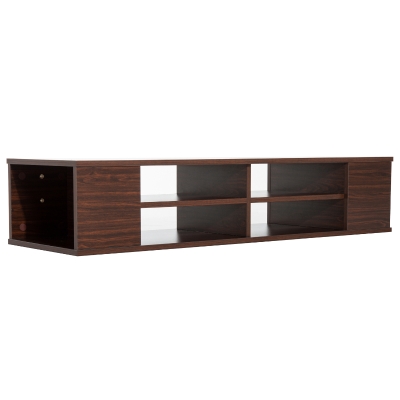 Open Box HomCom 48” Modern Wooden Floating Media Center Shelf Unit - Brown Woodgrain