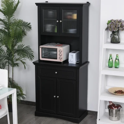 HOMCOM 71" Freestanding Kitchen Buffet Cabinet, Black
