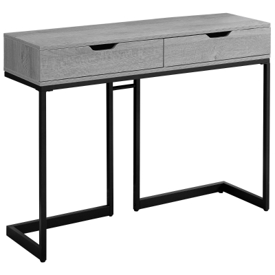 Monarch 42" Contemporary Accent Hall Sofa Console Table with 2 Drawers and Angular Metal Base - Grey Wood Grain-Look / Black Metal Base