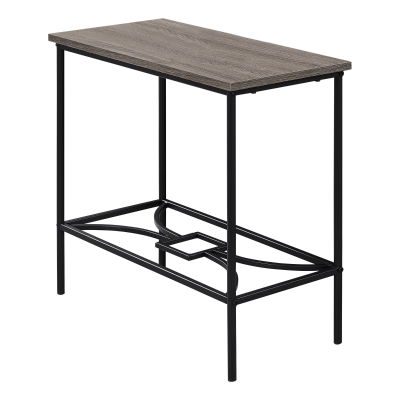Monarch 22" Elegant Metal Framed Wood Veneer Top Side Accent Table - Dark Taupe Finish
