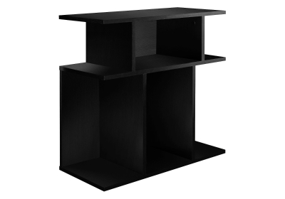 Monarch 24" Modern 3-Tier Open Concept Display Shelves Wood Grain-Look Accent Side End Table - Black Finish