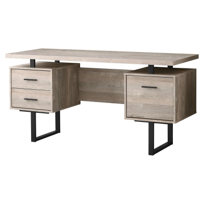 Monarch 60" Contemporary Reclaimed Wood-look Office Computer Desk - Taupe / Black Metal