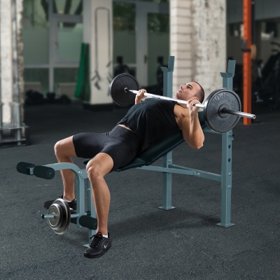 Soozier Incline Decline Adjustable Fitness Exercise Olympic Weight Lifting Bench with Leg Extension