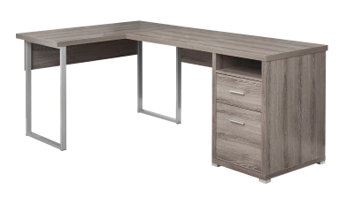 Monarch 80" L-Shaped Contemporary Wood-look Computer Desk - Dark Taupe