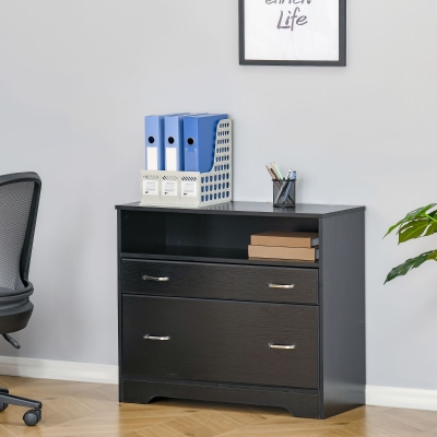 Vinsetto Lateral File Cabinet with Shelf, Drawer for Letter Sized, Filing Folder Storage Organizer, Black