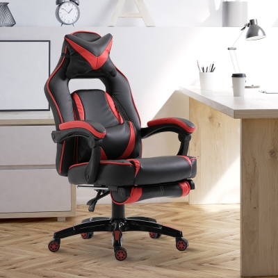 Vinsetto Ergonomic Office Chair High Back Gaming Racing Bucket Seat Headrest and Lumbar Cushion w/ Retractable Footrest