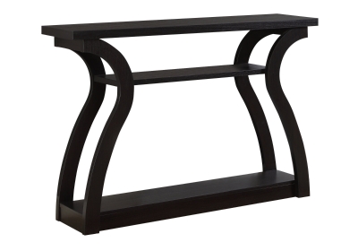 Monarch 47" Contemporary 3-Tier Wood Grain-Look Curved Leg Base Accent Console Table - Cappuccino Brown Finish