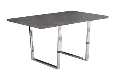 Monarch 59" x 36" Rectangular Wood-Look Finish Chrome Metal Leg Modern Dining Table - Grey
