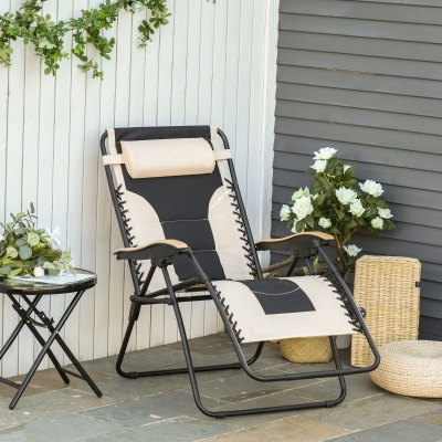 Zero Gravity Chair 35.5" L x 29.5" W x 43.25" H White & Black