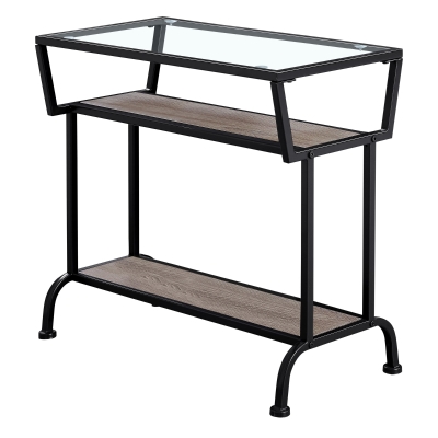 Monarch 22" 3-Tier Contemporary Tempered Glass Top Metal Framed Side Accent Table - Dark Taupe Finish