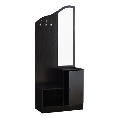 Monarch 75" Contemporary Wood Grain-Look 3-Hook Coat Rack Hall Tree Storage Bench - Cappuccino Brown Finish