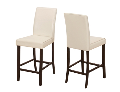 Monarch 2 Piece 40" PU Leather Padded Wooden Counter Height Armless Side Dining Chair Set - Ivory Finish