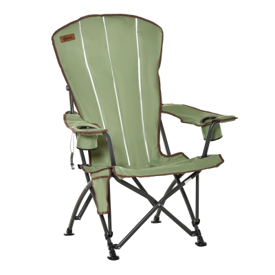 Outsunny Folding Camping & Beach Lounge Chair with Durable Oxford Fabric, Built-In Cup Holder, Bottle Opener, Green