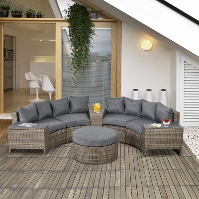 Outsunny 8-Piece Rattan Sofa Set, Outdoor Patio Furniture