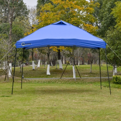 Outsunny 12' x 12' Garden Foldable Pop Up Gazebo Tent with Roller Bag & Vent Outdoor Party Wedding Canopy Blue