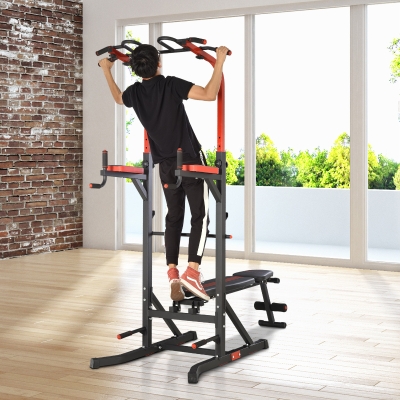 Soozier Pull Up Bar Station for Home Gym Workout Equipment With Sit Up Bench