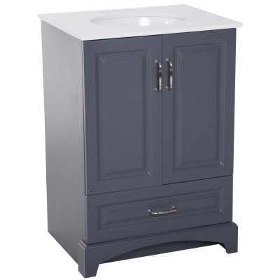 Open Box Kleankin 34” Modern Single Ceramic Sink Bathroom Vanity Set - Soft Grey