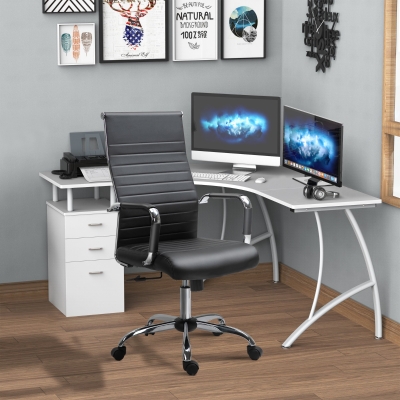 Vinsetto High Back Executive Office Chair Swivel PU Leather Ergonomic Chair, with Arm, Wheels, Adjustable Height, Black