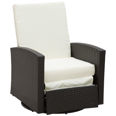 Outsunny Outdoor Rattan Wicker Swivel Recliner Lounge Chair - Coffee Brown
