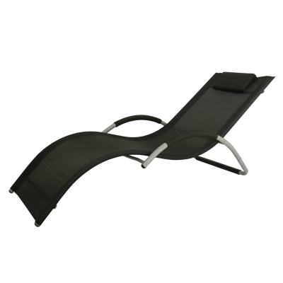 Outsunny Aluminum Mesh Fabric Outdoor Curved Chaise Sun Lounge Chair - Black