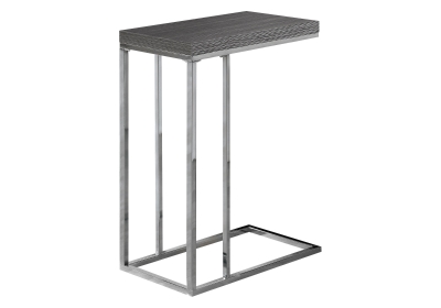 Monarch 25" Modern Wood Grain-Look C-Shaped Side Accent Table - Grey Finish