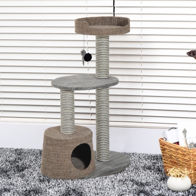 PawHut Scratching Cat Tree Post Climbing Kitten Pets Furniture with Toy, Brown