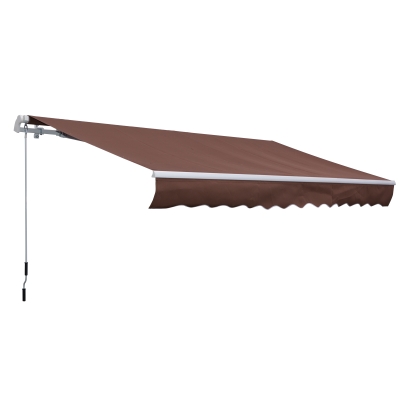 Outsunny Outside Residential Pop-Out Polyester Awning w/ UV & Rain Protection Brown