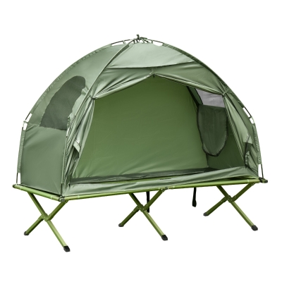 Outsunny Single-Person Compact Pop Up Portable Folding Outdoor Elevated Camping Cot Tent Combo Set