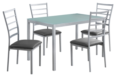 Monarch 5 Piece 48" Rectangular Glasstop Metal Framed Table and Chairs Dining Set - Silver