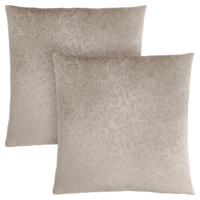 Monarch 18" x 18" Floral Velvet Decorative Throw Pillow (Set of 2) - Taupe